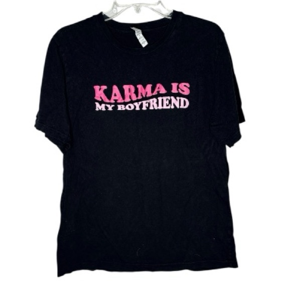 Bella Canvas “Karma Is My Boyfriend” Black T-shirt. Size XL. - Picture 1 of 4